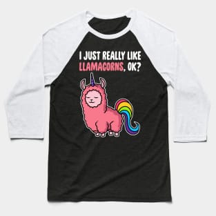 I Just Really Like Llamacorns OK ? Cute Llama Toddlers Kids graphic Baseball T-Shirt